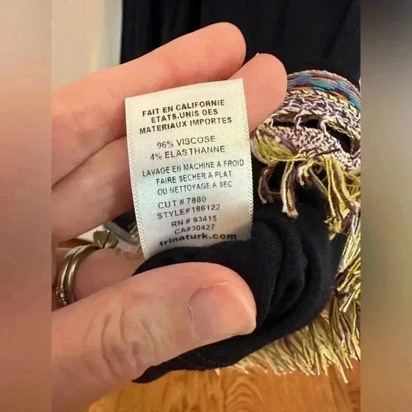 Trina Turk Navy Fringe Hem Tank Top - Picture 5 of 6